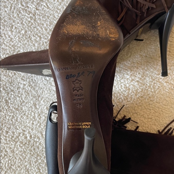 Gianmarco Lorenzi Dark Brown Fringe Heeled Boots - Picture 8 of 10